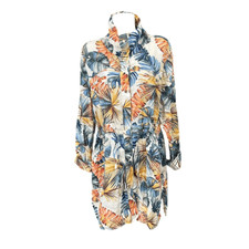 Chico  s Palm-Print Linen Utility Jacket Women  s Size 3  16/18 Button down