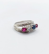 Bague Diamant & Rubis 3,25 Carats Or Blanc 18K - Taille 55 - Moderne - GHAUM