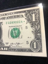 Wow Star note 2013 $1 DOLLAR BILL ( Richmond  '' E '' ) ,UNCIRCULATED