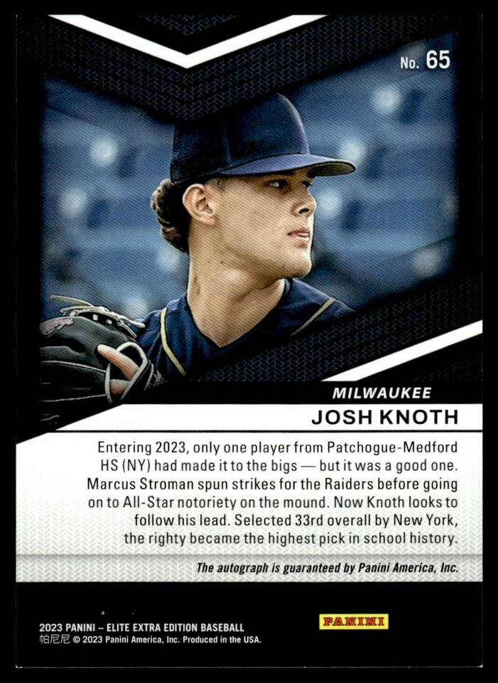 2023 PANINI EXTRA EDITION AUTO JOSH KNOTH - Image 2 of 2