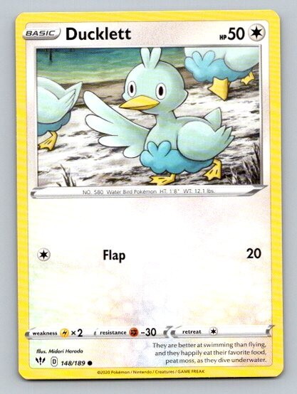 2020 Pokemon Card Darkness Ablaze Ducklett 148/189