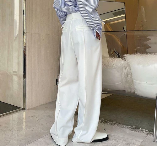 Pantalones de diseño para hombre Pantalones de moda Gran Bretaña cintura alta recta simple coreano OL - Imagen 10 de 21