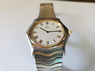 Vintage Men's Ebel Classic Wave 18k Gold Bezel 35mm Roman Vintage Men's Ebel Classic Wave 18k Gold Bezel 35mm Roman