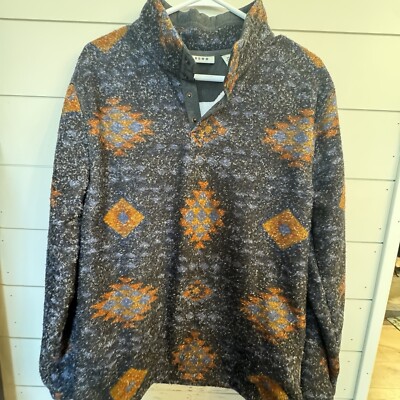 ROWM Mens Aztec Sweatshirt Quarter Snap Pullover Sz M Mountain Lodge Ski Wear