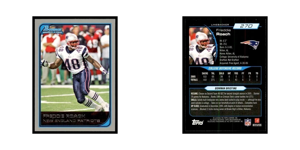 2006 Bowman Freddie Roach Football Cards #270 - Image 3 of 3