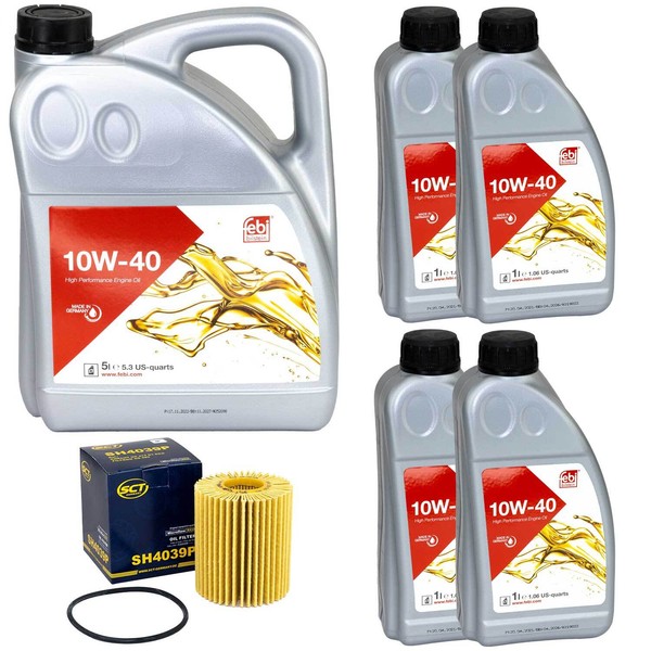 MotoröL Set Febi SAE 10W-40 9 Liter + ÖLfilter SH 4039 P FüR Lexus LS GS 460-image
