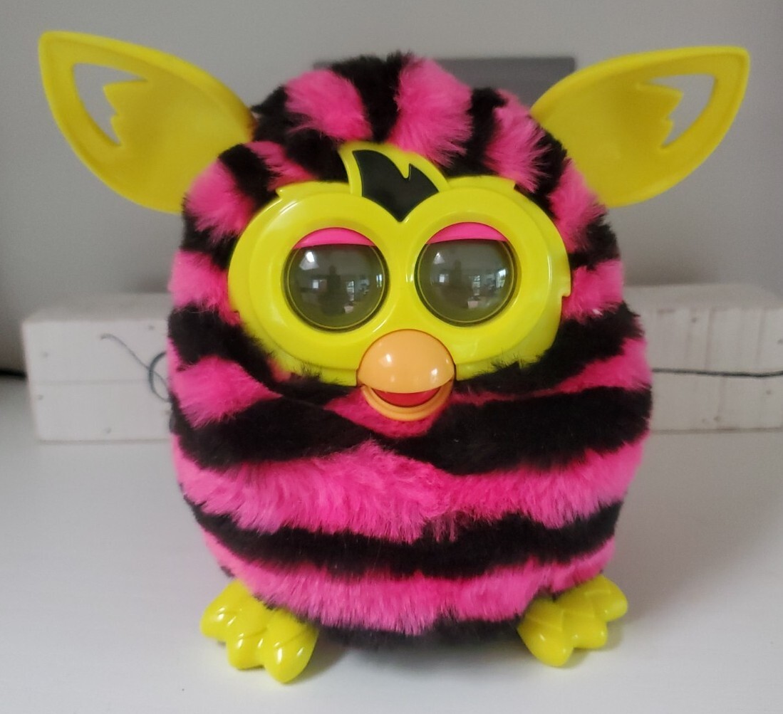 Furby Boom A4337 Pink Black Straight Stripes 2013 Hasbro