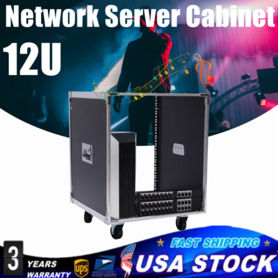12U Portable Rolling Network Rack Swivel Caster Wheels Audio Equipment Rack .