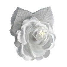 12 Silk Roses Wedding Favor Flower Corsage Pick - Silver
