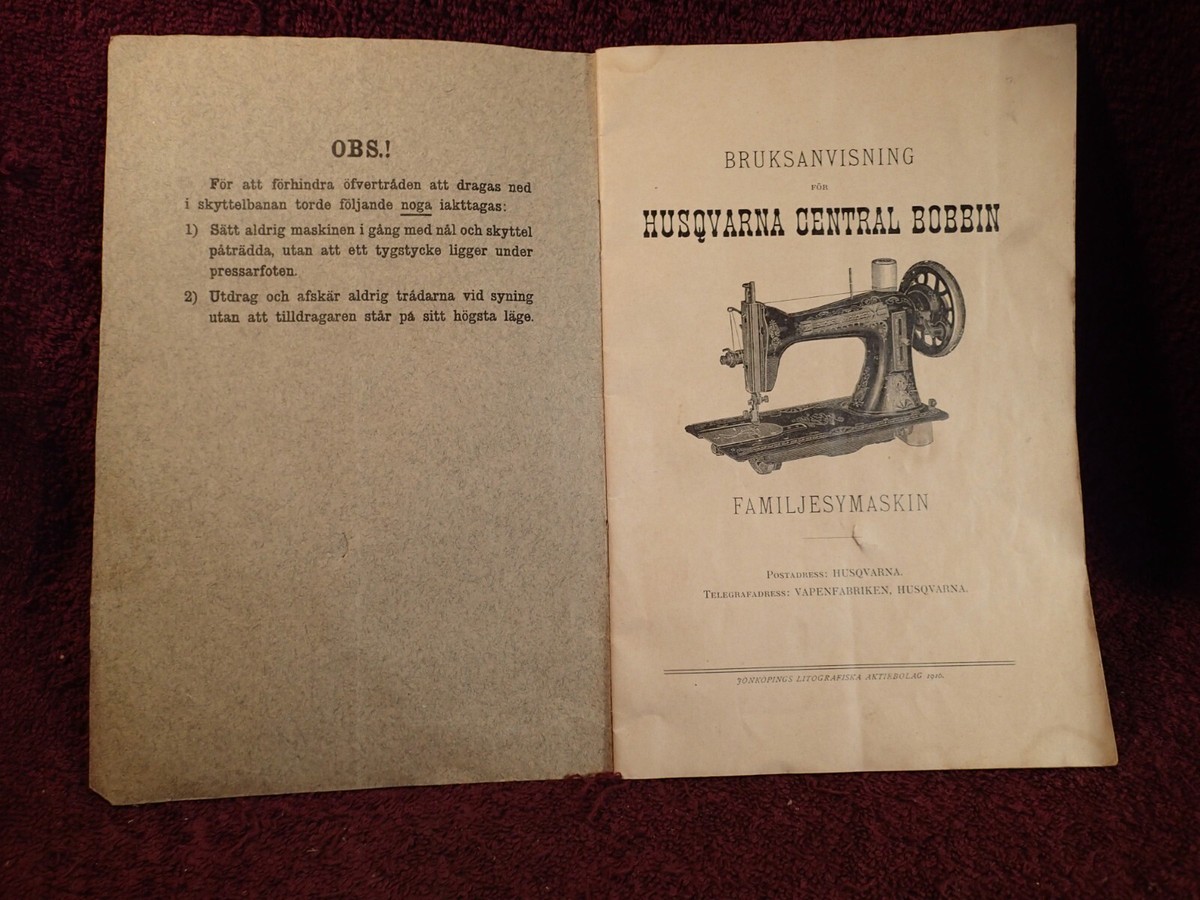 dated 1916 VINTAGE ANTIQUE SEWING MACHINE HUSQVARNA MANUAL