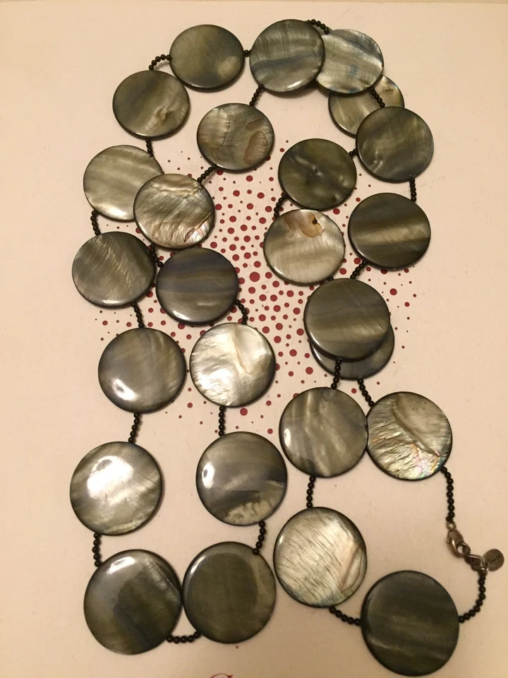 Gorgeous Rare Chan Luu Sterling Silver W/Shell Long Necklace 44" Long - Image 2 of 4