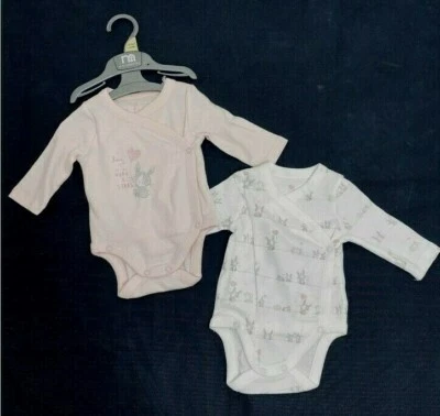 Ex Mothercare Mädchen 2er-Pack Love you to the Moon & Stars Hase Bodysuit 0 1 3 6 9