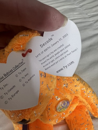 TY Beanie Baby - DECADE the Bear (Orange Version) (8.5 inch) - MWMTs Stuffed Toy - 第 3/6 張圖片