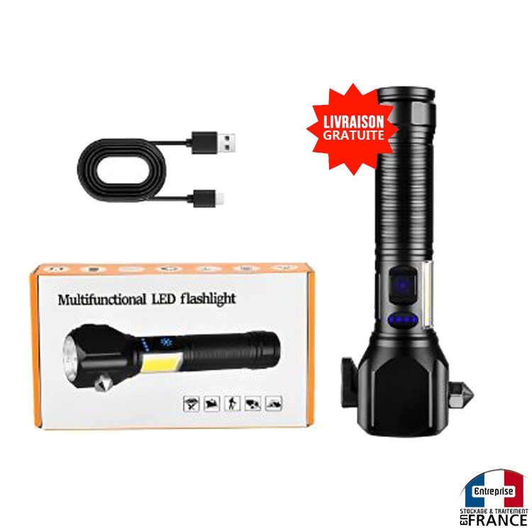 Lampe torche LED de sécurité pour trajets nocturnes et urgences en voiture