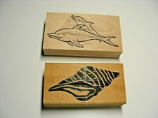 Vivid Jungle Designs - Guam - pair of rubber stamps - Shell Porpoises