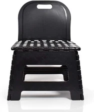 BodyHealt Portable Folding Stool with Back (Black)