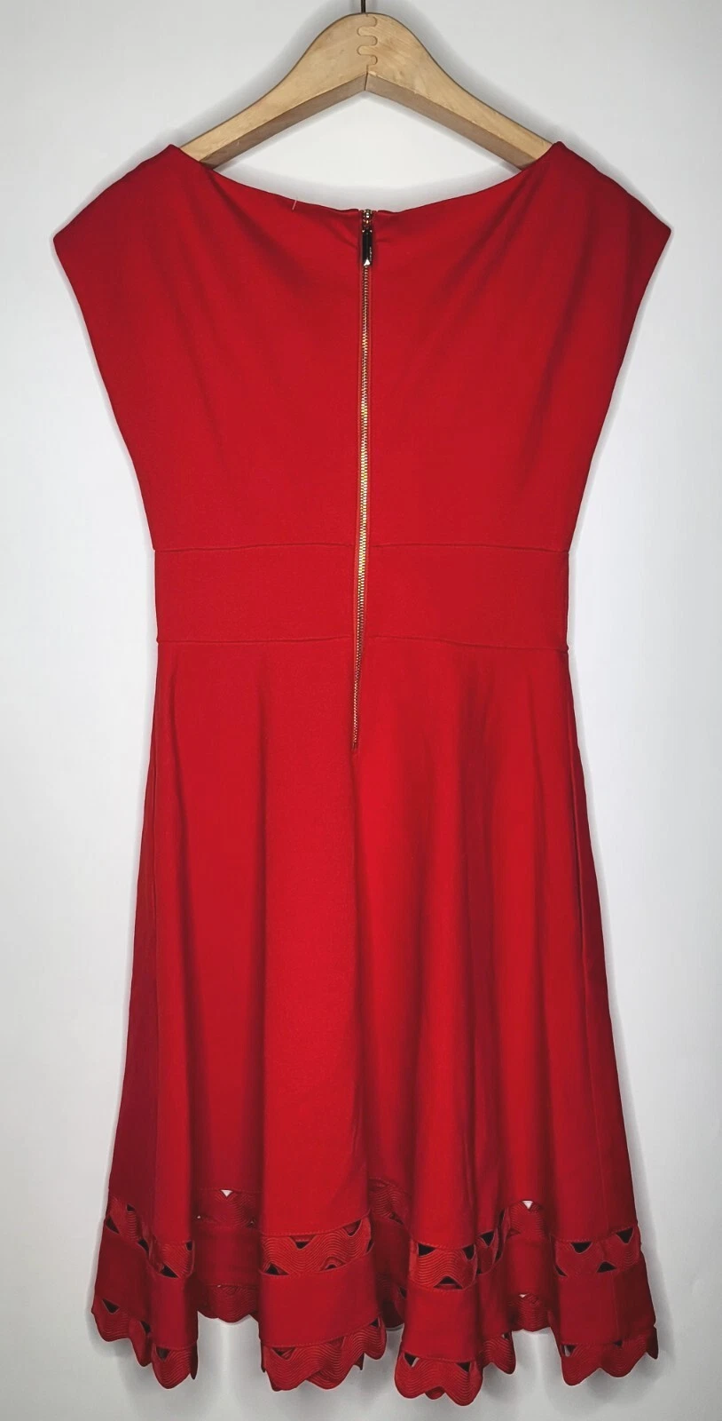 Abito Kate Spade New York donna XS ROSSO occhiello Ponte Fiorella $228 cerniera posteriore