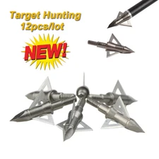 12X 3-Blade Broadheads Crossbow Compound Bow Arrow Head Tips Bolts 100gr Hunting