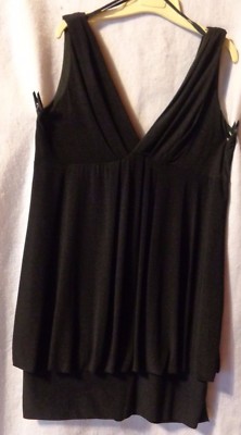 Tiana B. Women's L Knit Dress Bubble Style V-Neck Plunge Back w/Scarf Drape VGUC