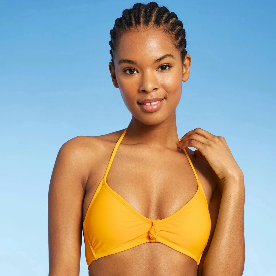 Top de bikini bralette con nudo delantero para niños - Xhilaration mango naranja talla mediana Foto 3 de 4