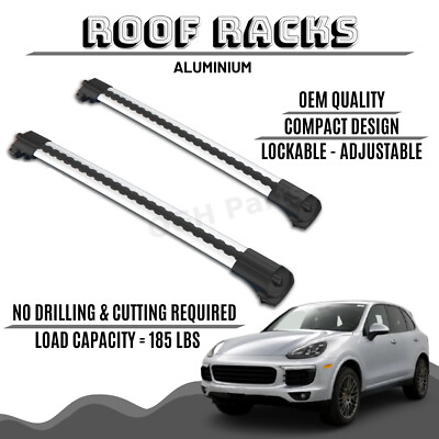 LOCKABLE ALUMINIUM ROOF RACK BAR CROSS BARS RACK FOR PORSCHE CAYENNE (2010-2020)