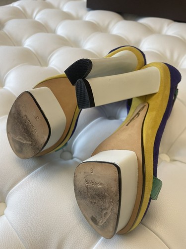 Brian Atwood Braganca Multi Colour Platform Sandal Heels Size US 5.5 EU 35.5 - Picture 10 of 10
