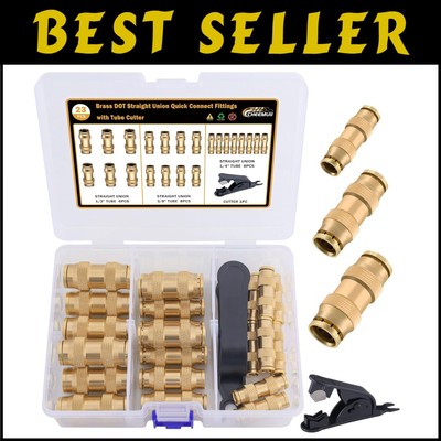 Comprehensive Brass Air Line Fittings Kit - 23 PCs Compatible with DOT Standards