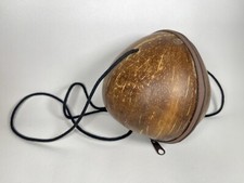 Coconut Shell Crossbody Bag Fabric Lined Zippered Purse, Vintage