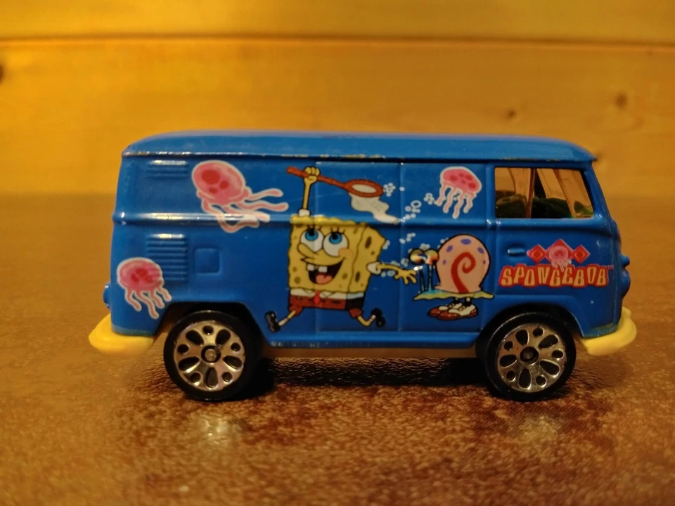 Винтажный спичечный коробок 1999 синий Губка Боб VW Volkswagen доставка фургон игрушка автомобиль мультфильм - Изображение 3 из 4