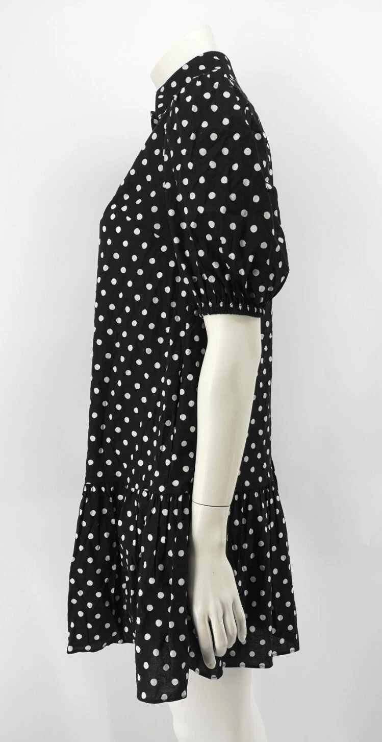 Mini abito donna Kate Spade nero a pois con colletto a tubino taglia XS us inone buonezioni