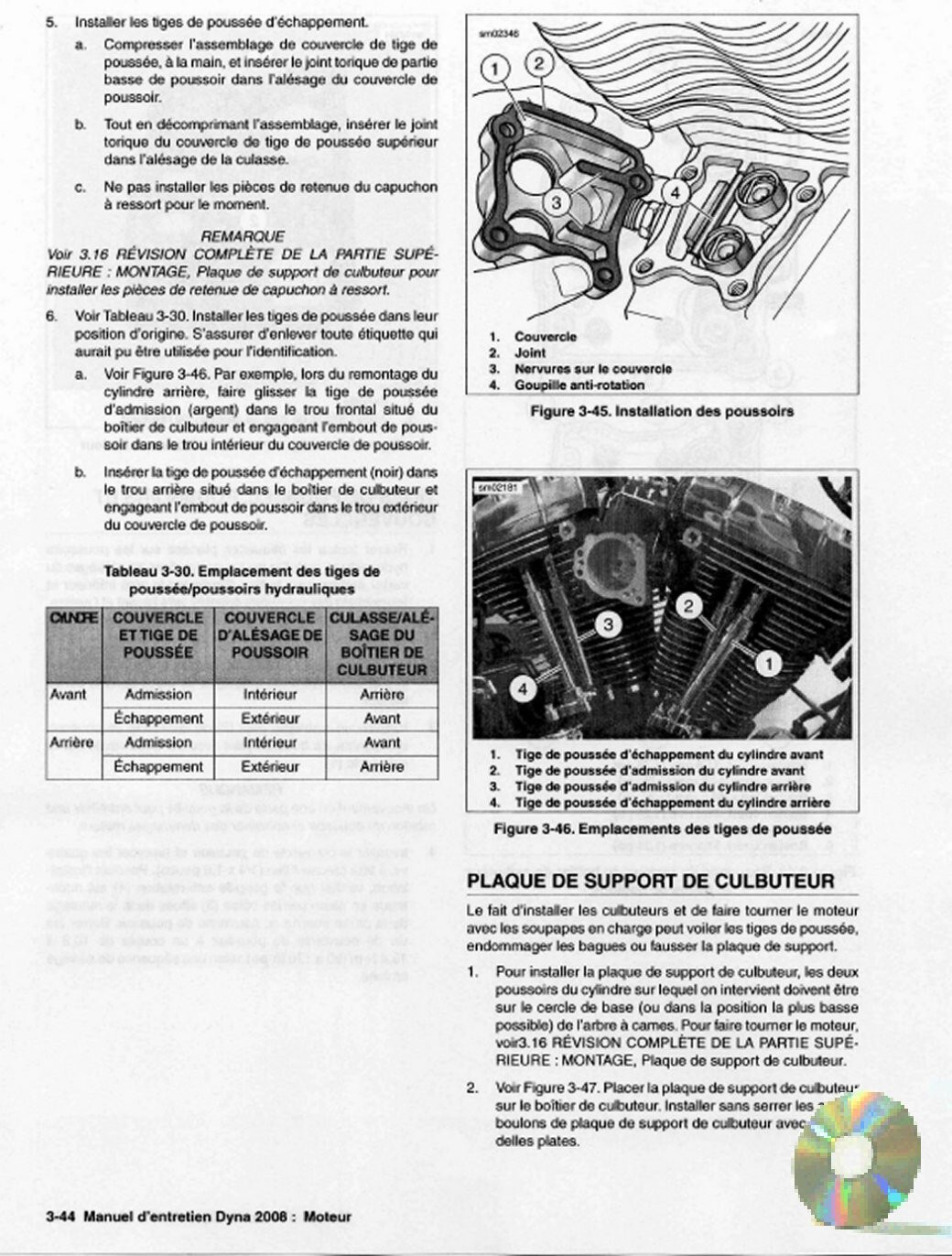 Manuel d'atelier Harley Dyna 2008 pour entretien moteur Twin Cam en Français