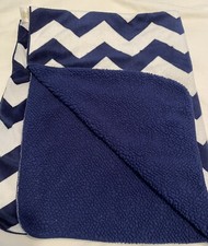 Circo Target Navy Blue White Chevron Zigzag Baby Blanket Sherpa Security
