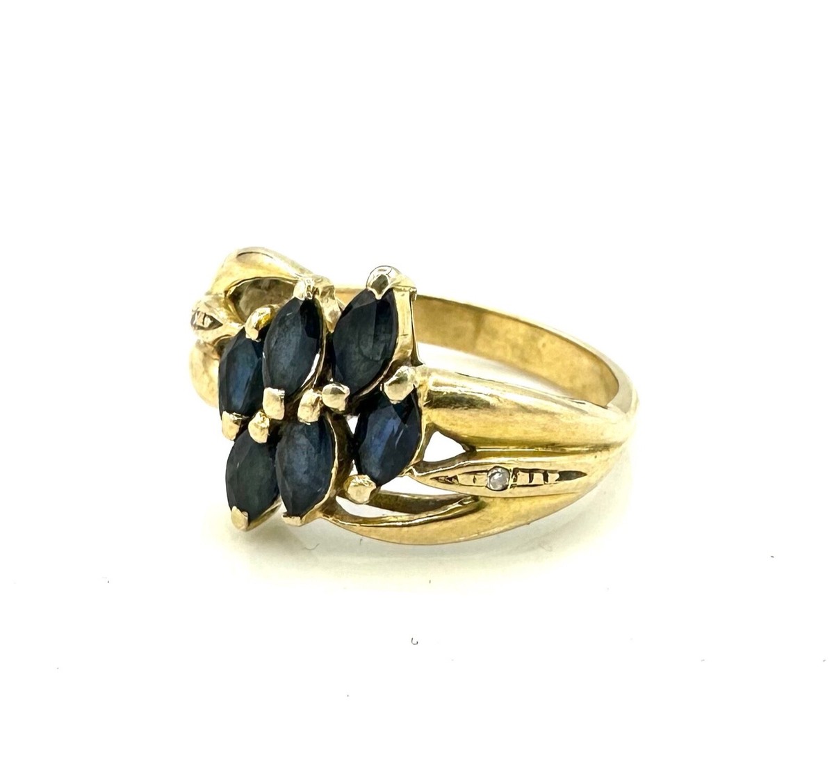 Bague Or 18 Carats Saphir Et Diamants - Taille 56 - 2.68g - Occasion