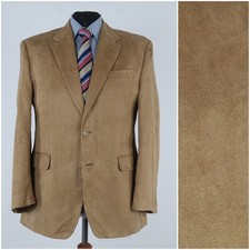 Mens CHAPS Faux Suede Blazer 44R US Size Tan Camel Sport Coat Jacket