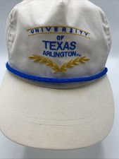 Vintage 90s University of Texas Arlington Hat Cap Off White Embroidered Classic