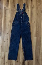vintage dickies denim carpenters bib overalls 34x29