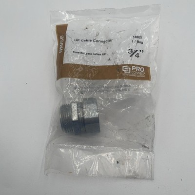 Pro Connex 18821 NM SE UF Cable Connector 3/4 In Steel Threaded Silver New