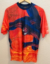 Vintage 2002 Marvel Spiderman Orange Polyester Medium T-Shirt Spider-Man