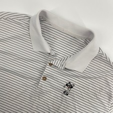 Nike Mickey Mouse Golf Polo Mens XXL White Striped Disney Performance Shirt