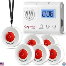 Elderly Caregiver Alert System - 6 Call Buttons, Nurse Call Light & Bed Alarm