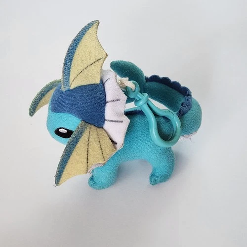 Vintage TOMY Pokemon Vaporeon Plush Clip Keychain Mini Stuffed Animal Toy