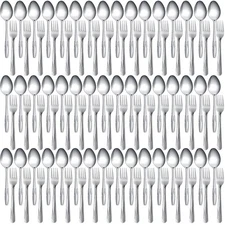 100 Pieces Forks and Spoons Silverware Set Stainless Steel Flatware Cutlery Set