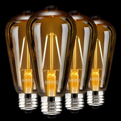 ASOKO 4-Pack LED Dimmable Edison Light Bulbs 40W Equivalent Vintage Light Bul...