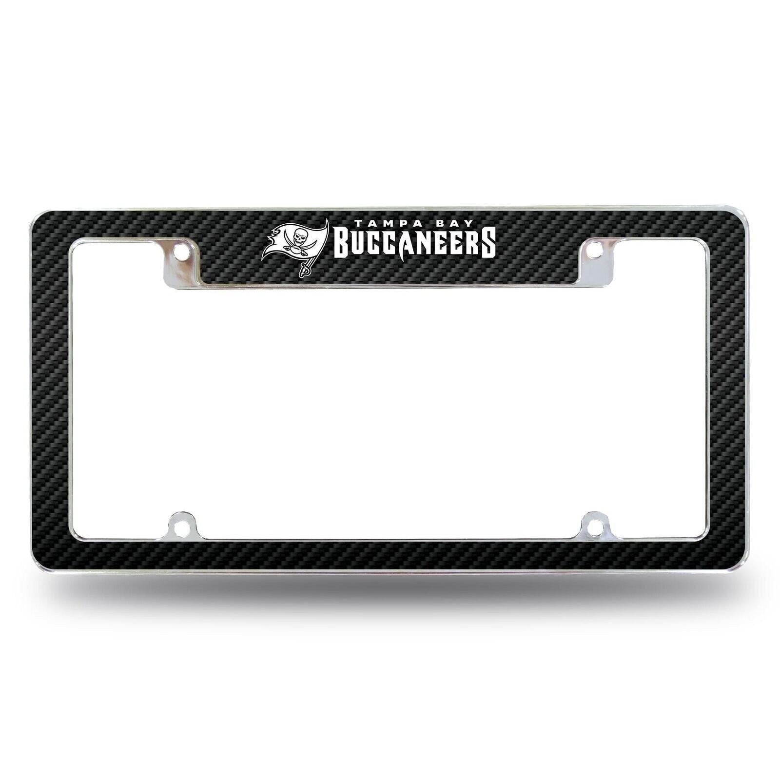 Tampa Bay Buccaneers Chrome Metal License Plate Frame Tag Cover, Carbon Fiber...