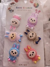 Multicolor Cartoon Bunny Shoe Charms Set 6 PCS PVC Cute Animal Decor