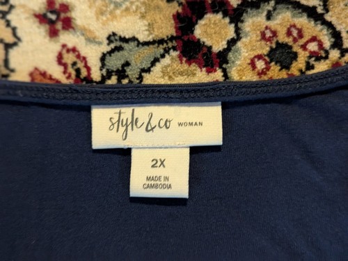 Style & Co Womens Blue Nirvana Embroidered Sleeveless Midi Dress Plus Sz 2X - Picture 2 of 4