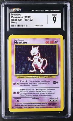 CGC 9 MINT Mewtwo 10/102 Base Set Holo Pokemon Card - Image 1 of 2