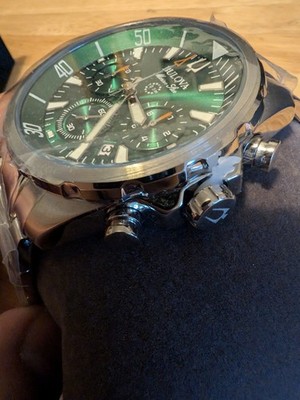 Bulova Marine Star 96B396 Green Dial Chronograph Men's Classic Quartz Watch 43MM