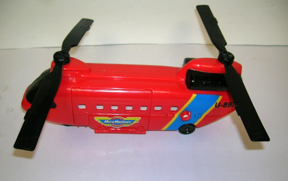 Vintage 1989 Galoob Micro Machines Transport Chopper Helicopter Red U-897  10" - Image 2 of 4
