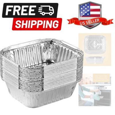 Disposable 1 LB Aluminum Takeout Tin Foil Baking Pans 5'' X 6'' X 2'' Inch Ba...